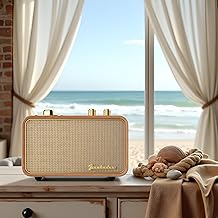 Vintage Bluetooth Speaker with AM/FM Dial and Retro Wood Design