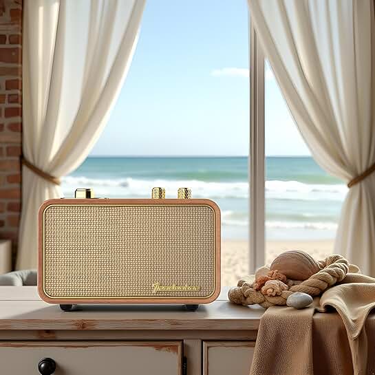 Vintage Bluetooth Speaker with AM/FM Dial and Retro Wood Design