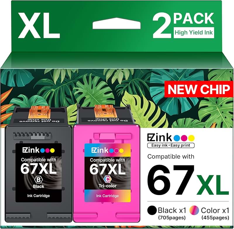 Black and color ink cartridge pack for HP printers