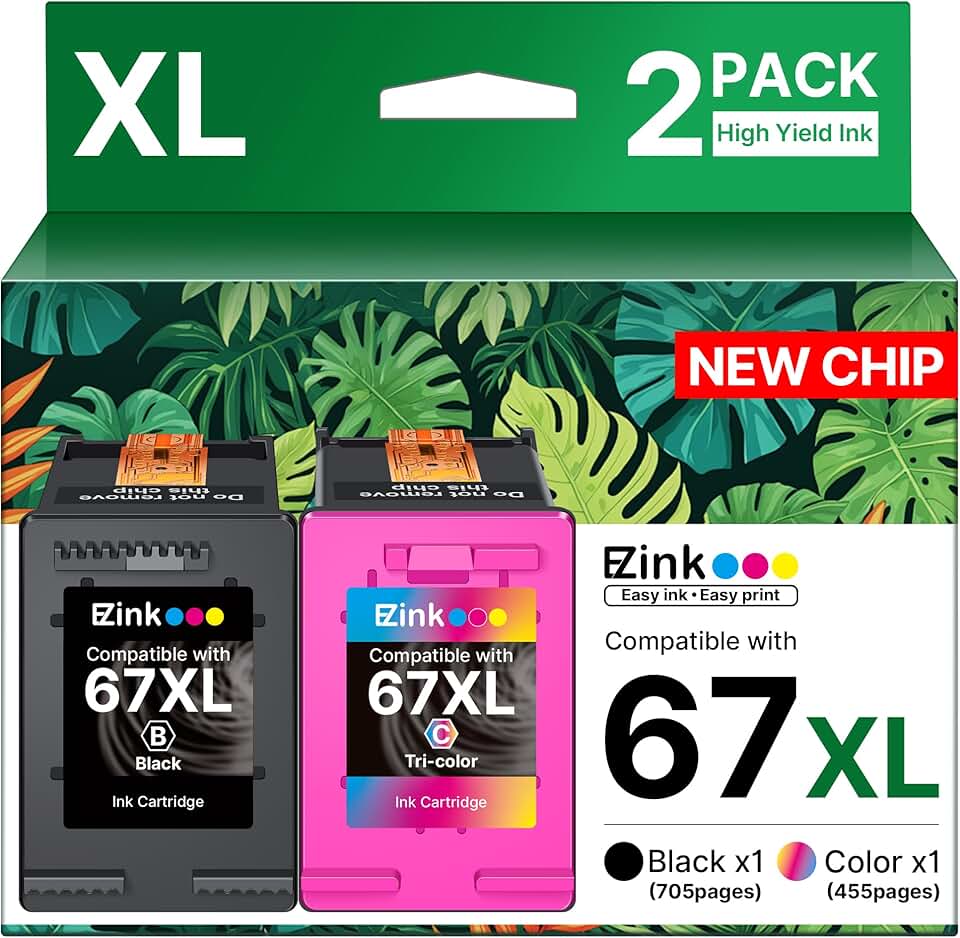 Black and color ink cartridge pack for HP printers