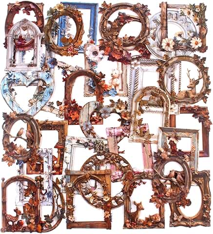 60-Piece Vintage 3D Scrapbook Frame Embellishments