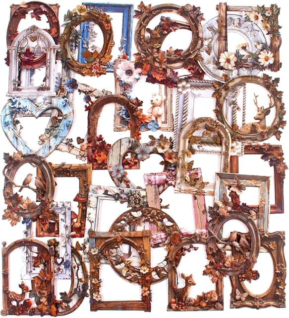 60-Piece Vintage 3D Scrapbook Frame Embellishments