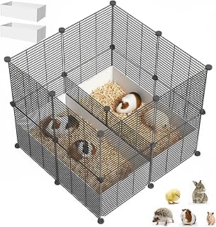 18-Panel Guinea Pig Cage with Waterproof Liner and Dividers