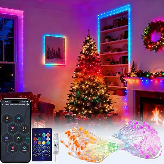 33Ft Multicolor String Lights with Remote and Music Sync