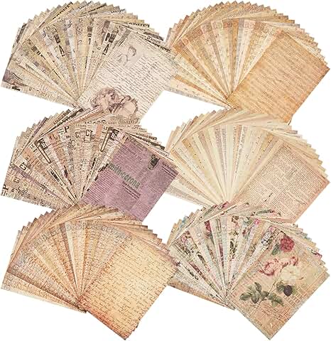 180 Sheets of Vintage Scrapbook Paper for Crafts
