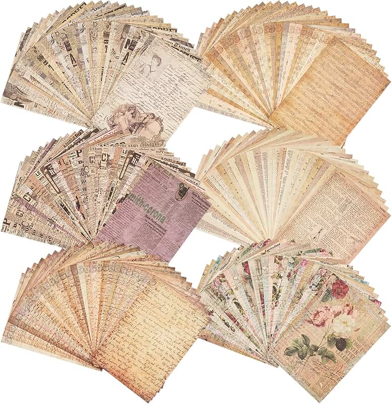 180 Sheets of Vintage Scrapbook Paper for Crafts