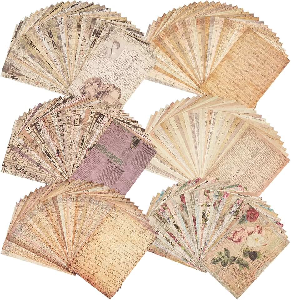 180 Sheets of Vintage Scrapbook Paper for Crafts