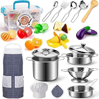 Kids Play Kitchen Set with Utensils and Vegetables