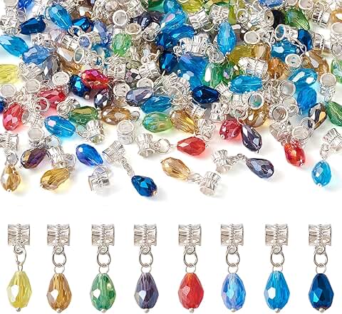 100pcs Glass Drop Beads with Metal Spacers for Jewelry Making