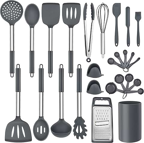 27-Piece Silicone Kitchen Utensil Set with Holder