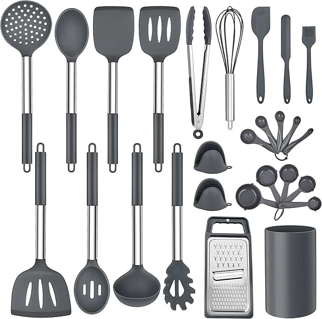 27-Piece Silicone Kitchen Utensil Set with Holder