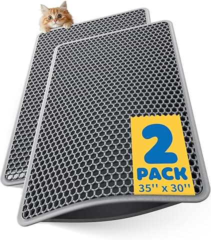 Large Cat Litter Mats, 2-Pack, Non-Slip, Easy to Clean
