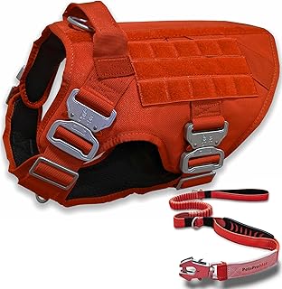 Tactical Dog Harness and Leash Set in Red