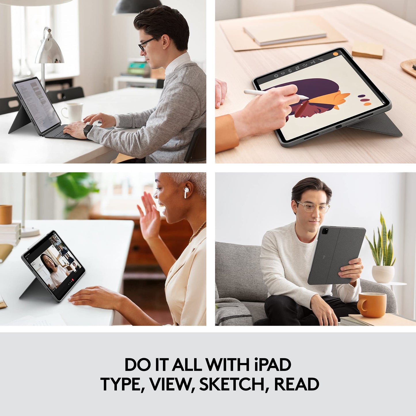 Combo Touch iPad Pro 12.9-inch (5th gen - 2021) Keyboard Case - Detachable Backlit Keyboard with Kickstand, Click-Anywhere Trackpad, Smart Connector - Oxford Gray; USA Layout