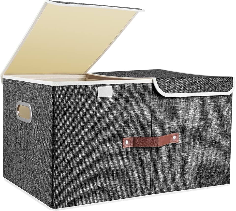 Large Collapsible Fabric Storage Bin with Lid