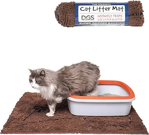 Absorbent Cat Litter Mat with Plush Surface