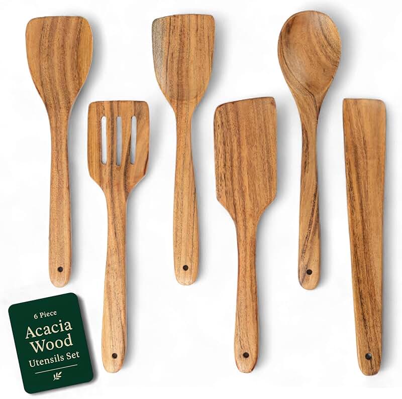 Set of 6 Acacia Wood Cooking Utensils