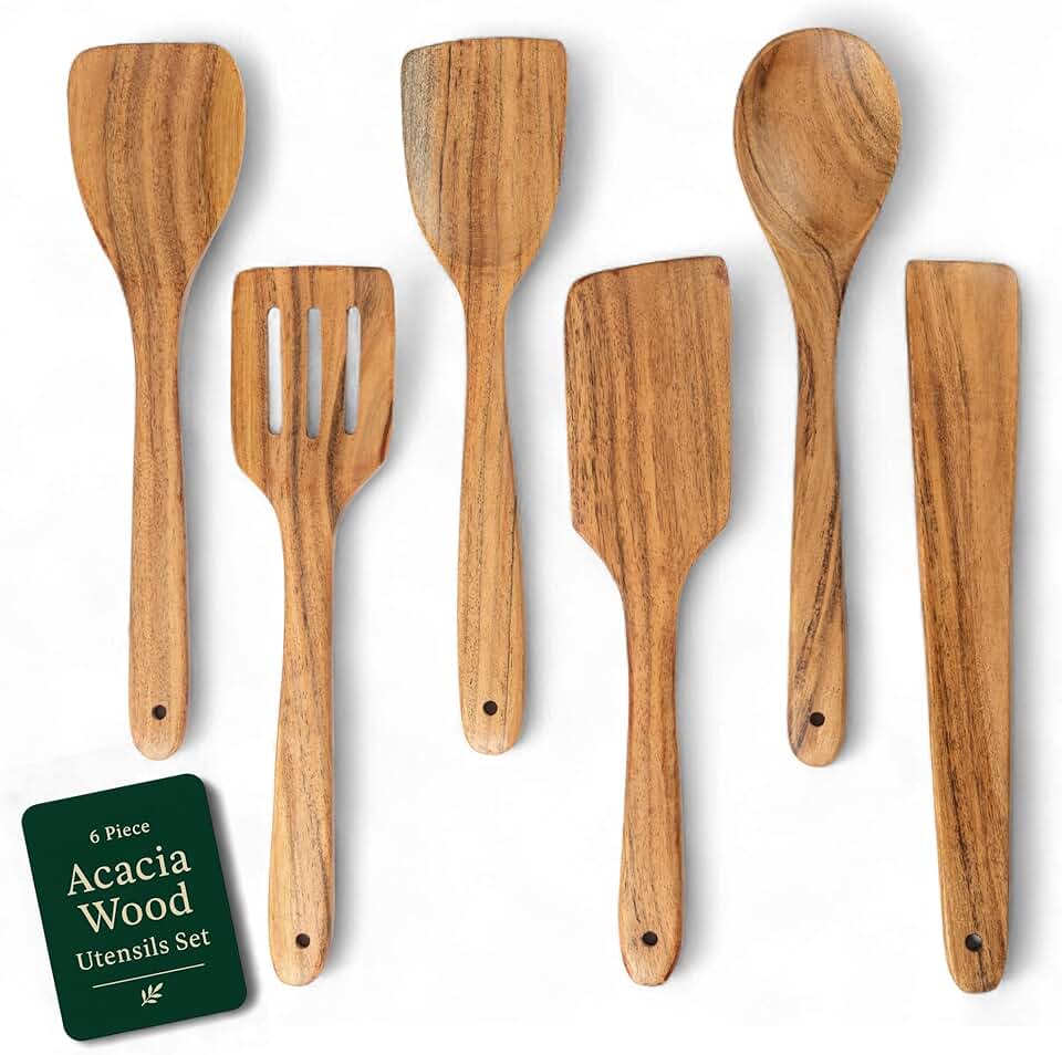 Set of 6 Acacia Wood Cooking Utensils