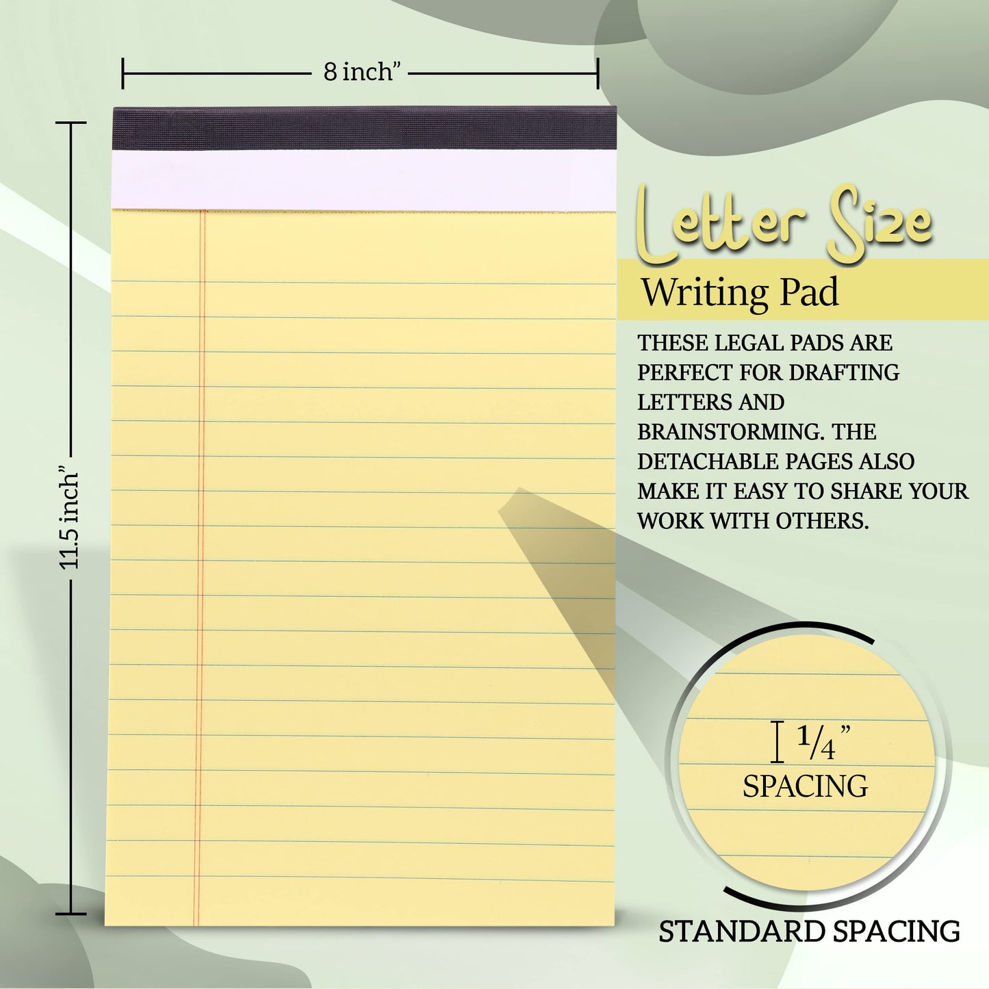 Yellow legal pads, 8.5 x 11.75, 12-pack
