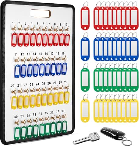 Wall Mount Key Hook Board with 40 Plastic Tags and 38 Hooks