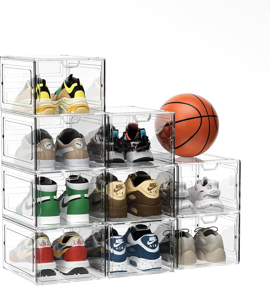 Set of 9 Stackable Shoe and Hat Storage Boxes