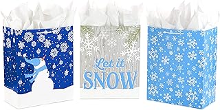 Large holiday gift bag set with tissue paper