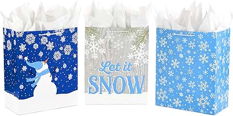 Large holiday gift bag set with tissue paper