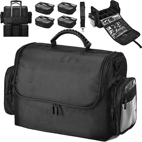 Large 18.1 Inch Travel Makeup Organizer with Brush Slots