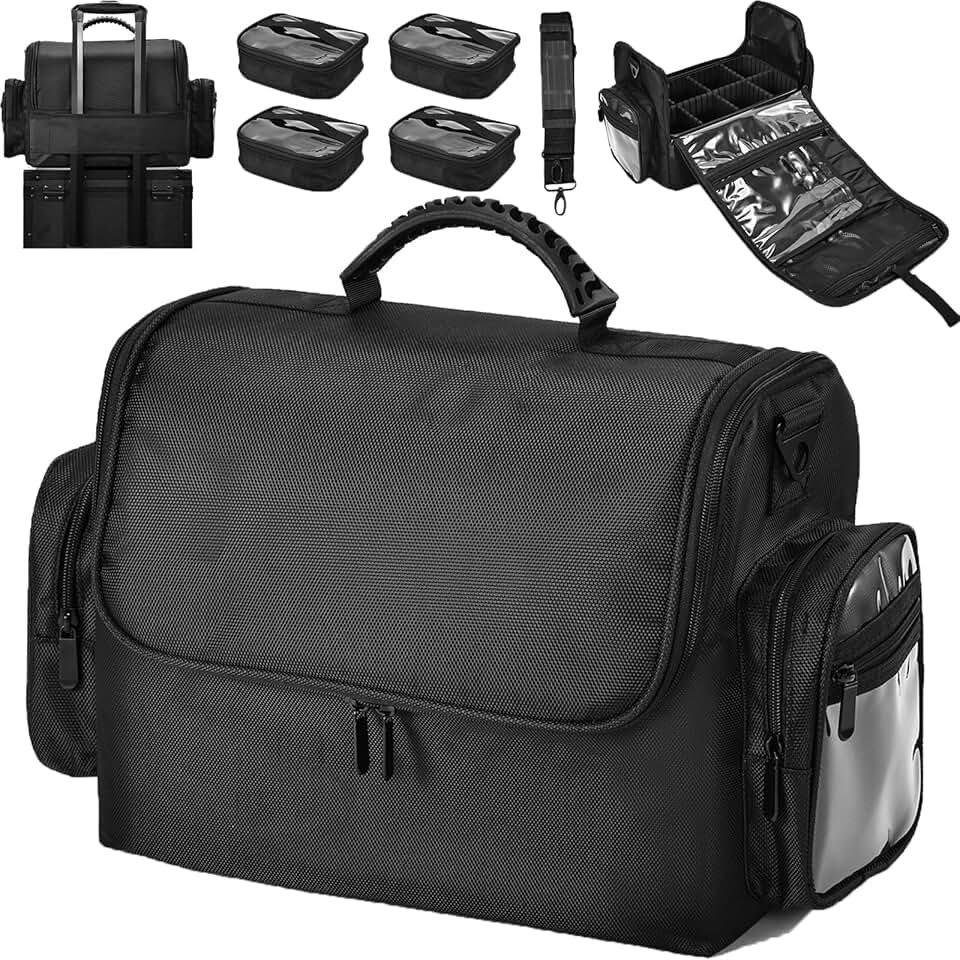 Large 18.1 Inch Travel Makeup Organizer with Brush Slots