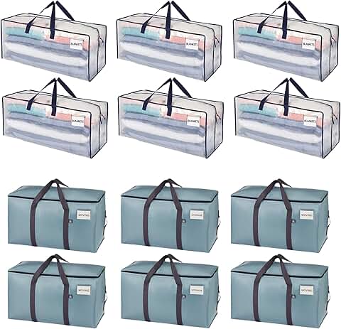 12 Pack Moving and Storage Bags with Backpack Straps