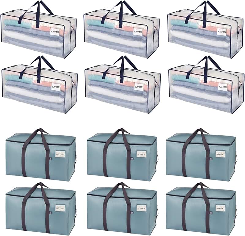 12 Pack Moving and Storage Bags with Backpack Straps