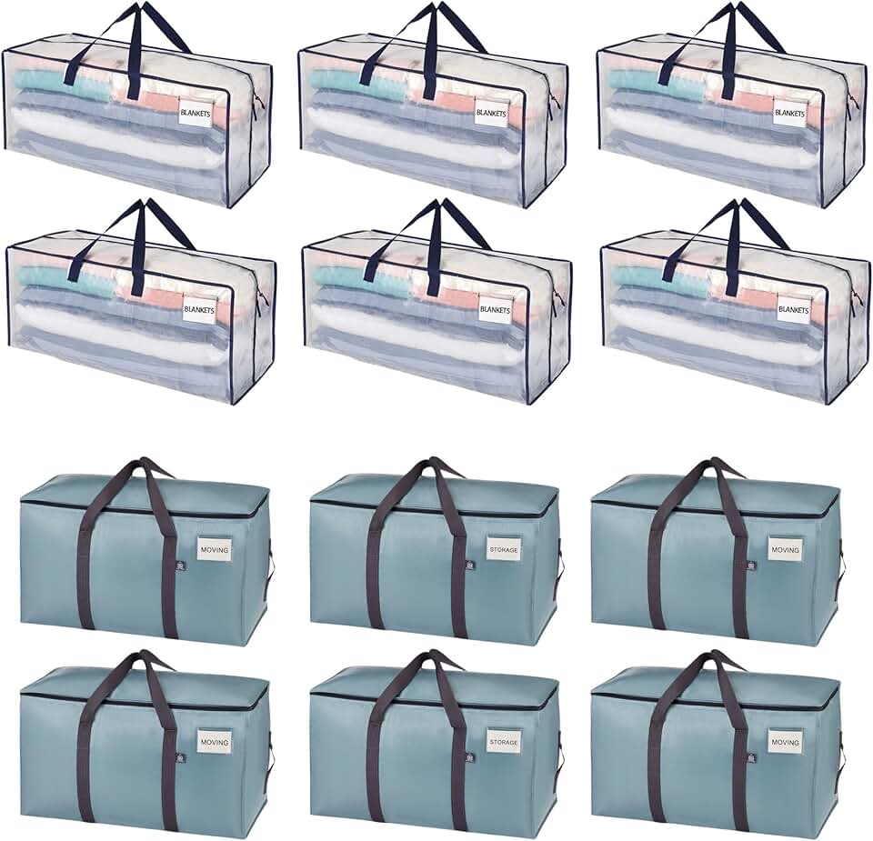 12 Pack Moving and Storage Bags with Backpack Straps