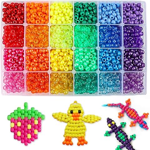 2880-Piece Rainbow Pony Beads Kit for Crafts and Jewelry
