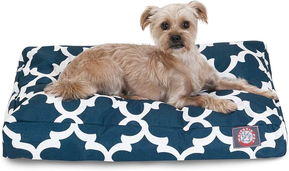 Navy Trellis Small Rectangle Indoor Outdoor Dog Bed