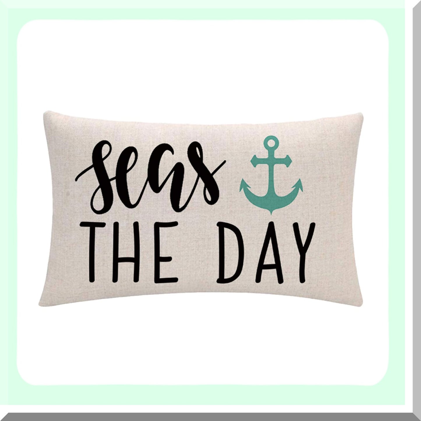 Sea Anchor Decor Pillow Covers - Set of 2 Nautical Ocean Style Rectangular Cushion Covers. Beach Seas The Day Summer Decorative Lumbar Pillowcase for a coastal touch to your home decor.