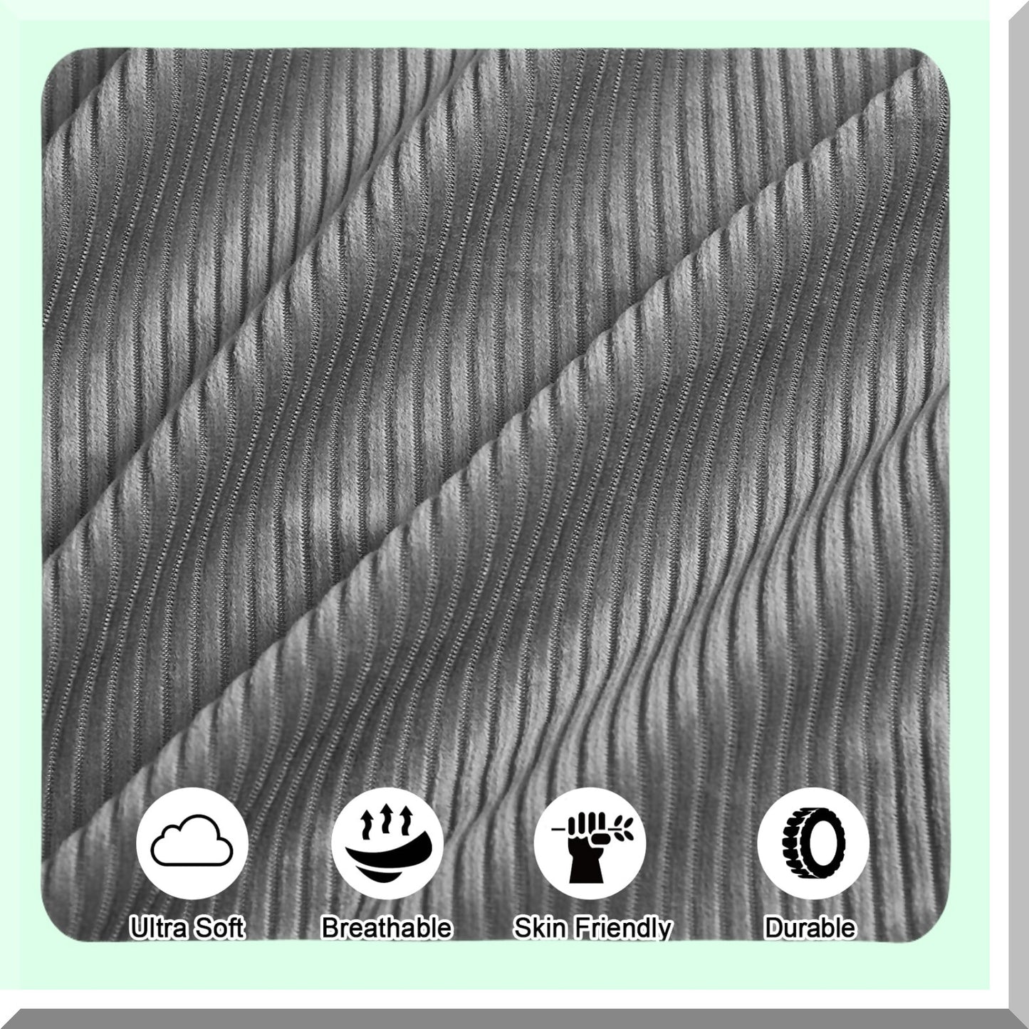 CozyCord Lumbar Pillow Covers - Set of 2 Decorative Throw Pillow Covers for Couch Sofa - Soft Rectangle Cushion Covers for Living Room - Grey 12x20"