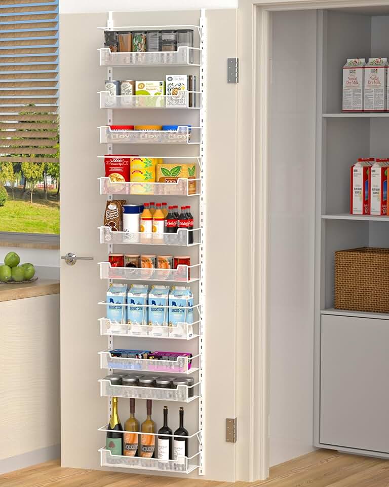 10-Tier Over the Door Pantry Organizer in White
