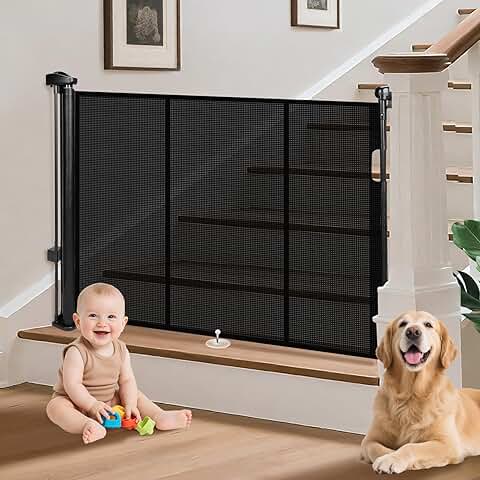 Retractable Baby and Pet Gate for Doorways and Hallways