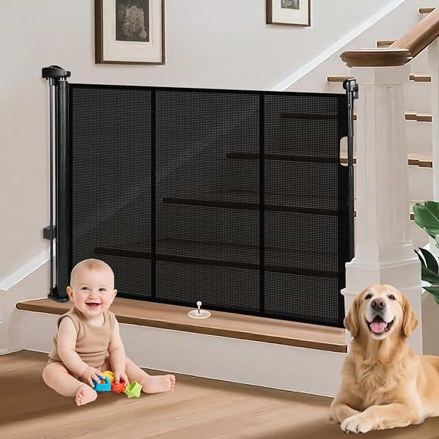 Retractable Baby and Pet Gate for Doorways and Hallways