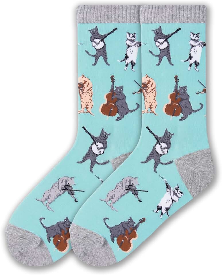 Fun Cat Lovers Crew Socks for Women