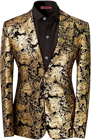 Men's Floral Slim Fit Notched Lapel Dress Suit