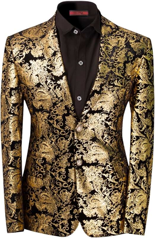 Men's Floral Slim Fit Notched Lapel Dress Suit