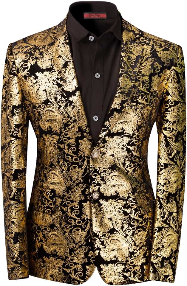 Men's Floral Slim Fit Notched Lapel Dress Suit