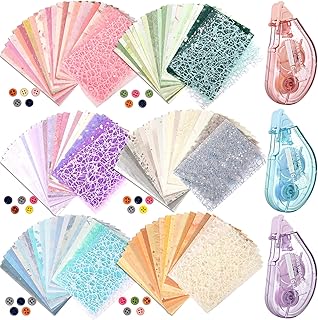 Set of 156 textured scrapbook papers and mesh fabric