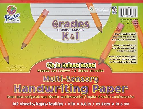 Multi-Sensory Raised Ruled Paper, 100 Sheets