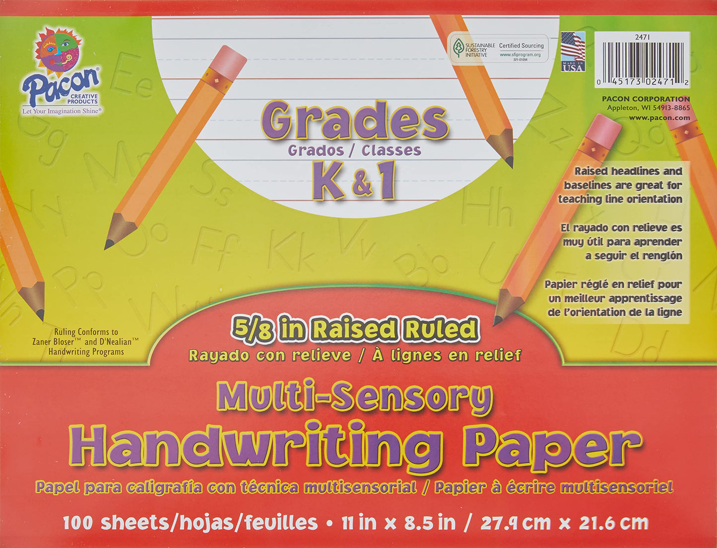 Multi-Sensory Raised Ruled Paper, 100 Sheets