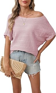 Summer Off-Shoulder Crochet Batwing Sleeve Sweater