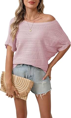 Summer Off-Shoulder Crochet Batwing Sleeve Sweater
