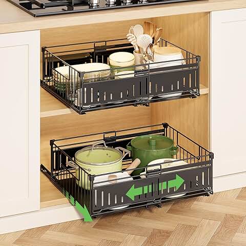 Expandable Pull Out Cabinet Organizers, 2 Pack