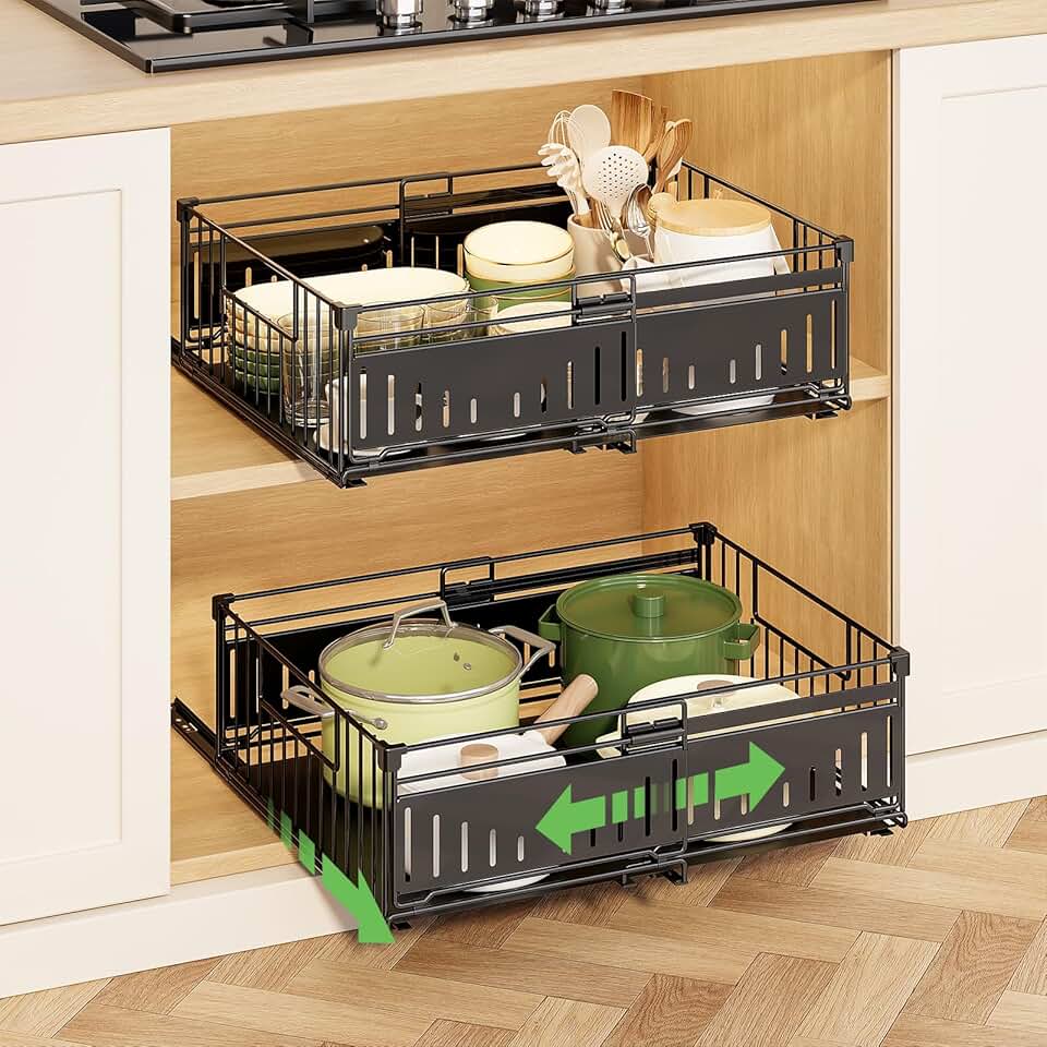 Expandable Pull Out Cabinet Organizers, 2 Pack